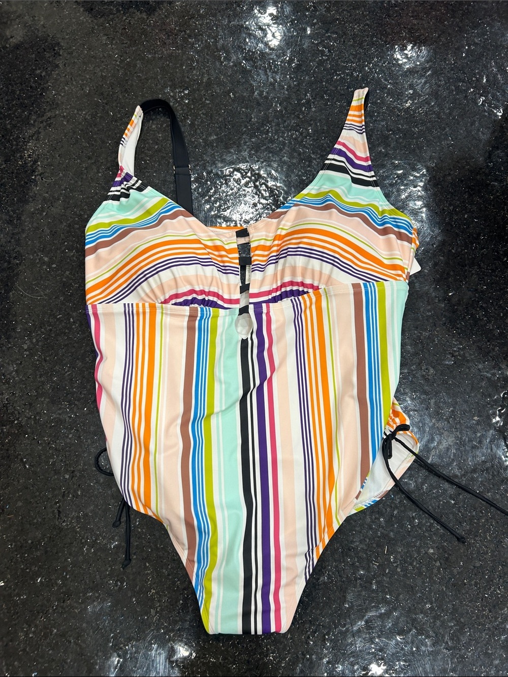 NWT Plus Terra & Sky Tummy Control Size 5X Multi-Color Stripe One-Piece Swimsuit
